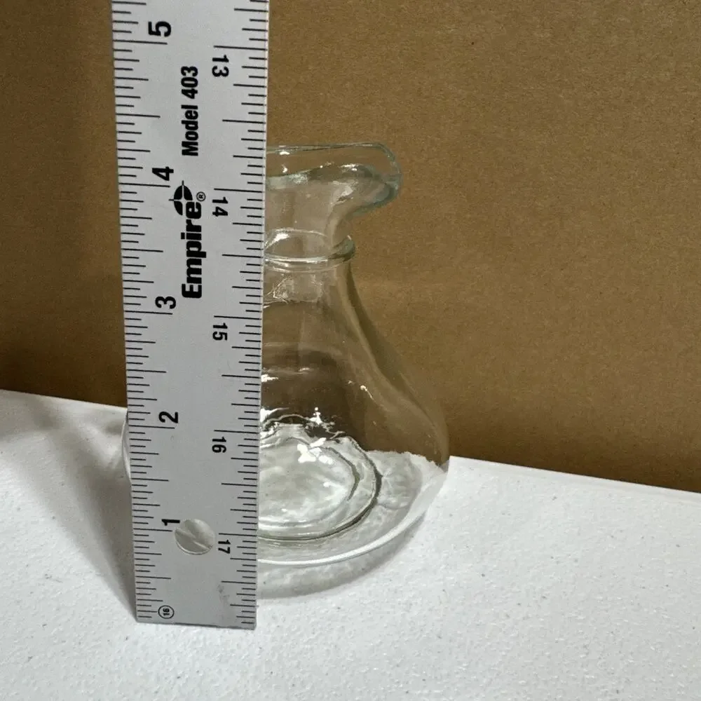Vintage Small Clear Glass Olive oil Pitcher/Vinegar Cruet Bottle without Stopper